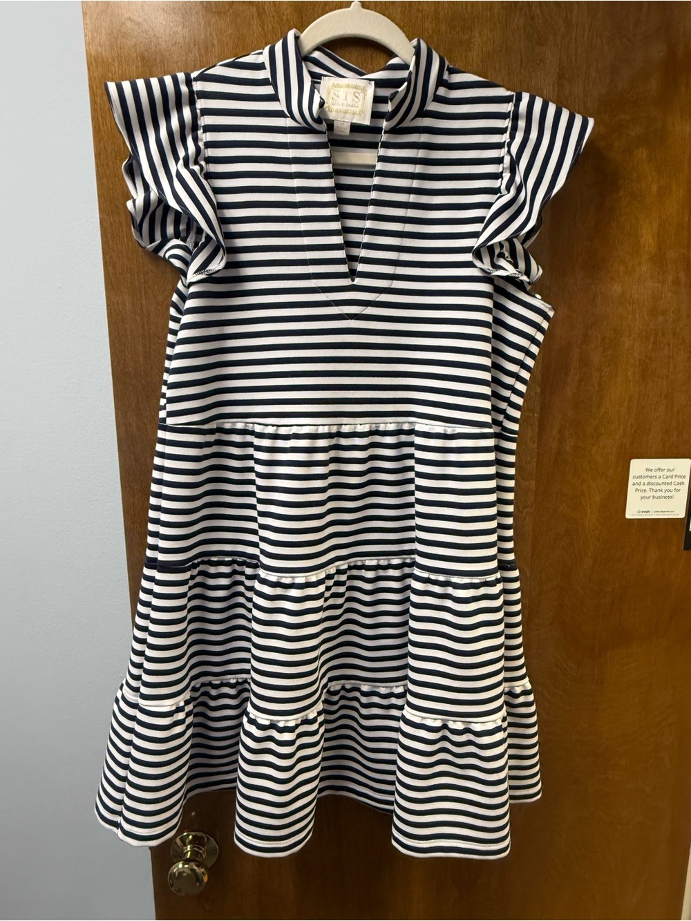 Sail to Sable Striped short sleeve Navy fit and flare tunic dress - M - NWOT